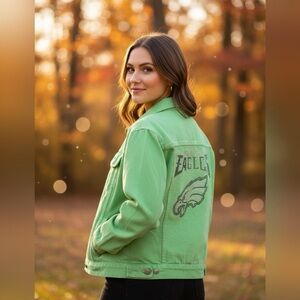 Eagles Inspired Bling Kelly Green Jean Jacket